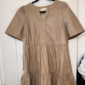 Elegant Tan Midi Dress